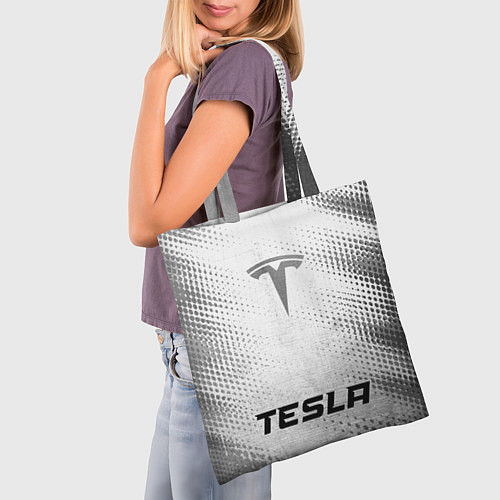 Сумка-шоппер Tesla - white gradient по-центру / 3D-принт – фото 3