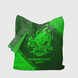 Сумка-шопер Cyberpunk 2077 - green gradient, цвет: 3D-принт