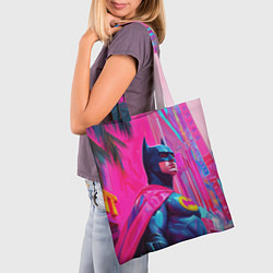 Сумка-шопер Бэтмен в розовом стиле, цвет: 3D-принт — фото 2