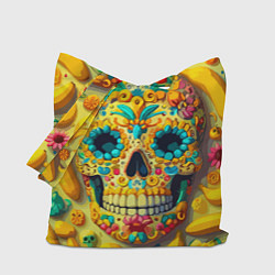 Сумка-шопер Красочный летний паттерн с черепом - нейроарт, цвет: 3D-принт