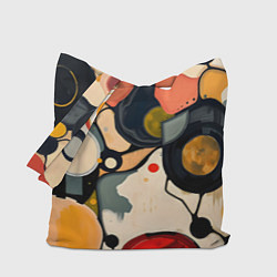 Сумка-шопер Абстракция с кругами и краской, цвет: 3D-принт