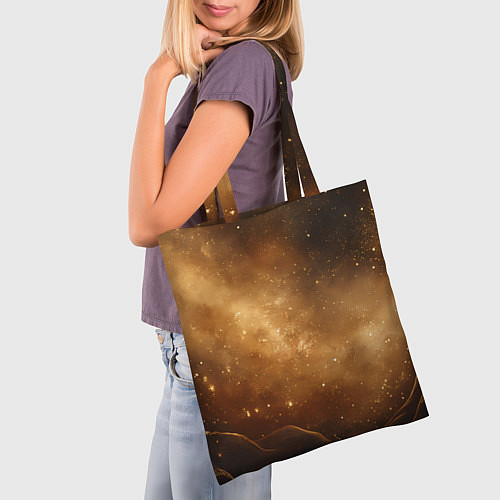 Сумка-шоппер Песочный фон со звездами / 3D-принт – фото 3