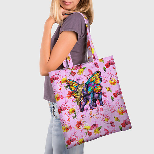 Сумка-шоппер Слон с крыльями бабочки / 3D-принт – фото 3