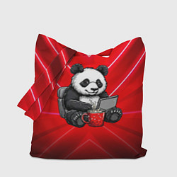 Сумка-шопер Панда работает за ноутбуком, цвет: 3D-принт
