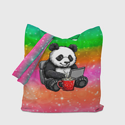 Сумка-шопер Панда с кофе за ноутом, цвет: 3D-принт