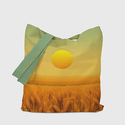 Сумка-шопер Закат над пшеничным полем, цвет: 3D-принт