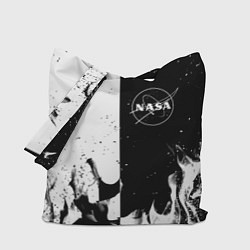 Сумка-шоппер Nasa черно белый огонь