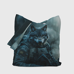 Сумка-шопер Волк солдат, цвет: 3D-принт