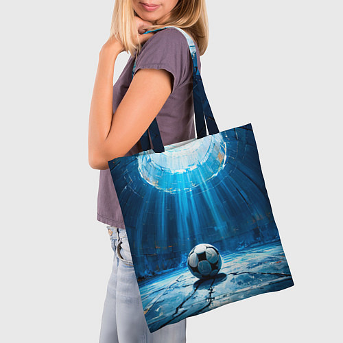 Сумка-шоппер Футбольный мяч в синем / 3D-принт – фото 3