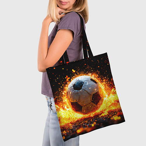 Сумка-шоппер Футбольный мяч в огне / 3D-принт – фото 3