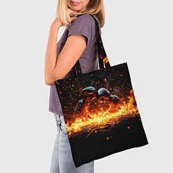 Сумка-шопер Кикбоксеркие перчатки в огне, цвет: 3D-принт — фото 2