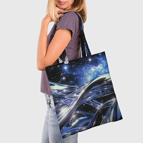 Сумка-шоппер Закрученные линии и звезды - космическая абстракци / 3D-принт – фото 3