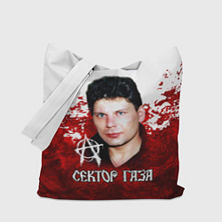 Сумка-шопер Юрий Хой бело-красный фон, цвет: 3D-принт