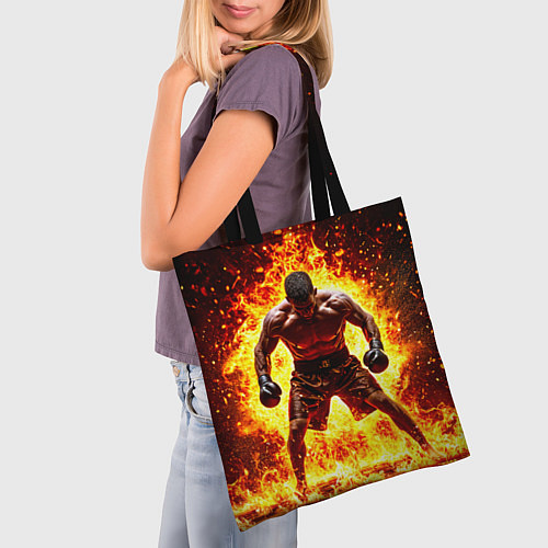 Сумка-шоппер Боксер в огне / 3D-принт – фото 3