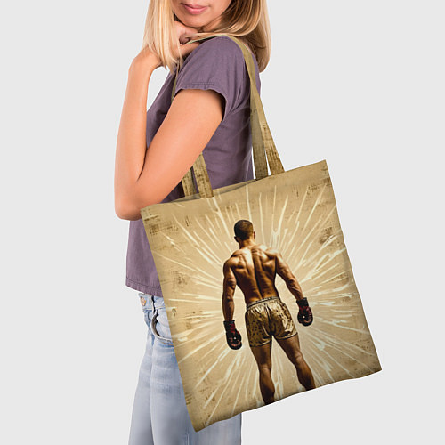 Сумка-шоппер Боксер на бежевом / 3D-принт – фото 3