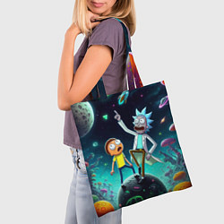 Сумка-шопер Рик и Морти на планете сказочных грибов, цвет: 3D-принт — фото 2