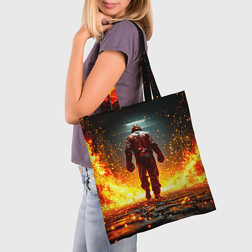 Сумка-шоппер Боксер в огне / 3D-принт – фото 3