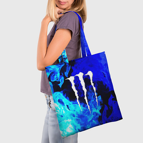 Сумка-шоппер Monster energy синий дым / 3D-принт – фото 3