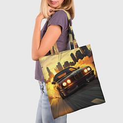Сумка-шопер БМВ на фоне заката, цвет: 3D-принт — фото 2