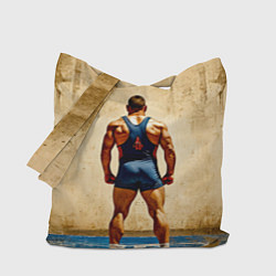 Сумка-шопер Греко-римский борец на бежевом, цвет: 3D-принт