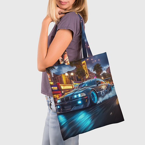 Сумка-шоппер ВМБ неоновый свет / 3D-принт – фото 3