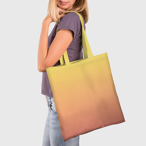 Сумка-шоппер Градиент нежный жёлто-розовый / 3D-принт – фото 3