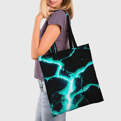 Сумка-шоппер Color light blue black / 3D-принт – фото 3