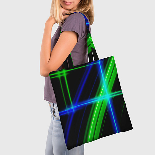 Сумка-шоппер Color blue black green / 3D-принт – фото 3