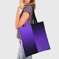 Сумка-шопер Чёрно-сиреневый градиент пополам, цвет: 3D-принт — фото 2