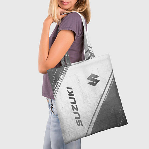 Сумка-шоппер Suzuki - white gradient вертикально / 3D-принт – фото 3