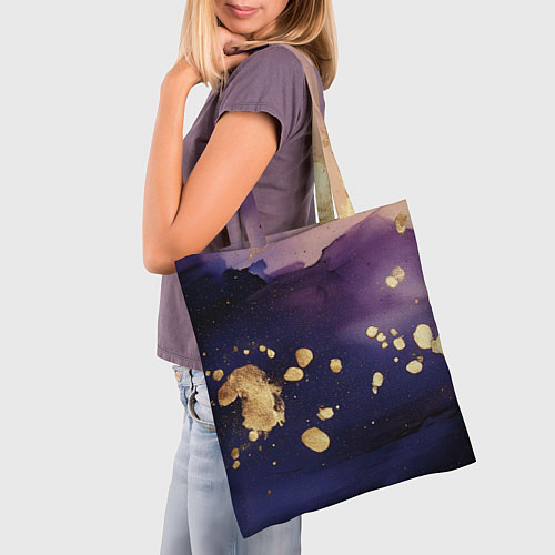 Сумка-шоппер Золотая краска на текстуре / 3D-принт – фото 3