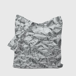 Сумка-шопер Серебряная фольга - мятая текстура, цвет: 3D-принт