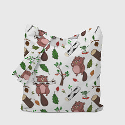 Сумка-шопер Бобер и полено, цвет: 3D-принт