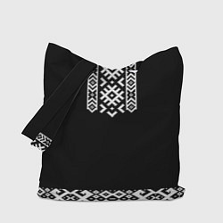 Сумка-шоппер Славянский орнамент и узор на черном - вышиванка р