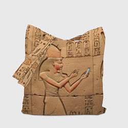Сумка-шопер Фараон со смартфоном египетский барельеф, цвет: 3D-принт