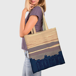 Сумка-шопер Городской пейзаж стилизованный, цвет: 3D-принт — фото 2
