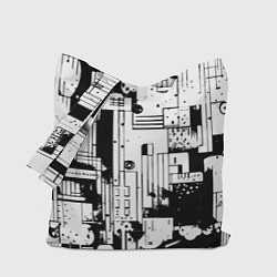 Сумка-шопер Чёрно-белый светлая абстракция, цвет: 3D-принт