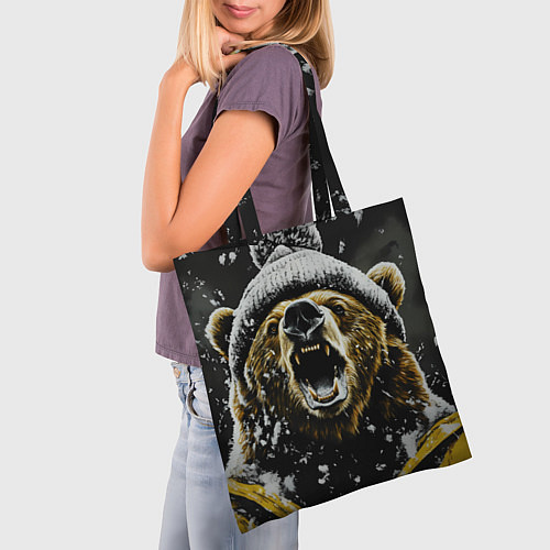Сумка-шоппер Злой большой медведь зимой / 3D-принт – фото 3