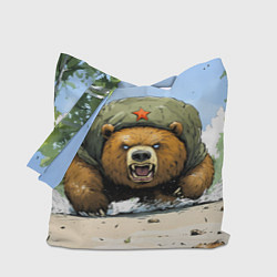 Сумка-шопер Злой медведь со звездой СССР, цвет: 3D-принт