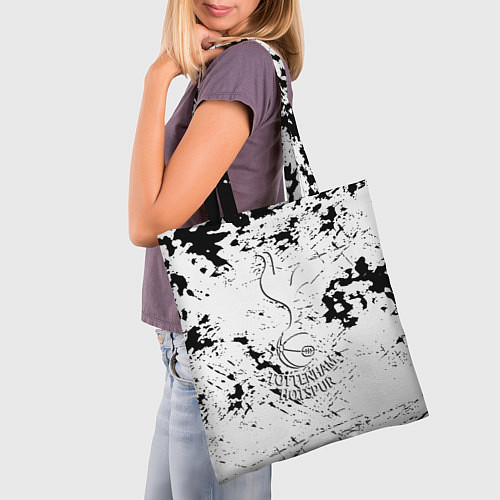 Сумка-шоппер Тоттенхэм черно белые краски / 3D-принт – фото 3