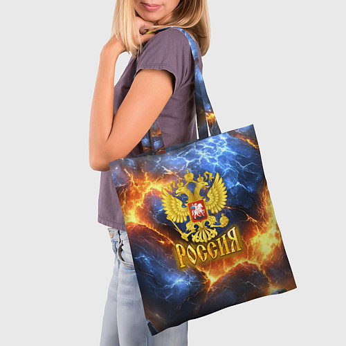 Сумка-шоппер Россия герб и огонь / 3D-принт – фото 3
