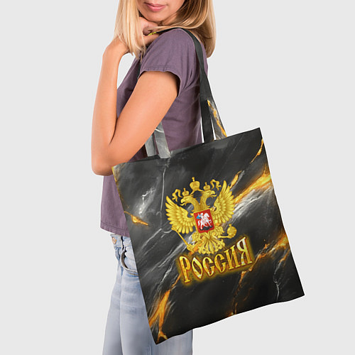 Сумка-шоппер Россия черно-желтый фон / 3D-принт – фото 3