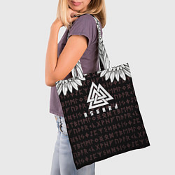 Сумка-шопер Асгард на фоне рун и валькнут, цвет: 3D-принт — фото 2