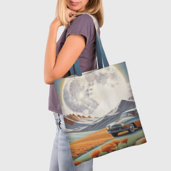 Сумка-шопер Луна и автомобиль, цвет: 3D-принт — фото 2
