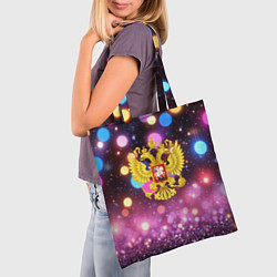 Сумка-шопер Герб России на фоне бокке, цвет: 3D-принт — фото 2