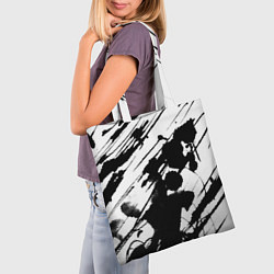 Сумка-шопер Брызги и штрихи черной краски, цвет: 3D-принт — фото 2