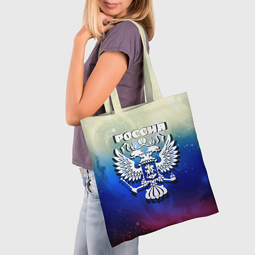Сумка-шоппер Россия и герб на фоне флага / 3D-принт – фото 3