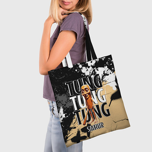 Сумка-шоппер Тунг тунг тунг сахур итальянские мемы / 3D-принт – фото 3