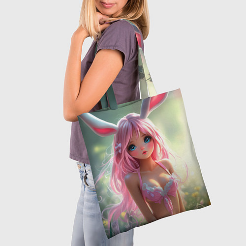 Сумка-шоппер Девушка с ушками зайца / 3D-принт – фото 3