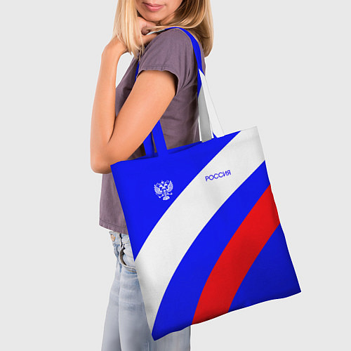 Сумка-шоппер Россия с гербом и цветами флага / 3D-принт – фото 3